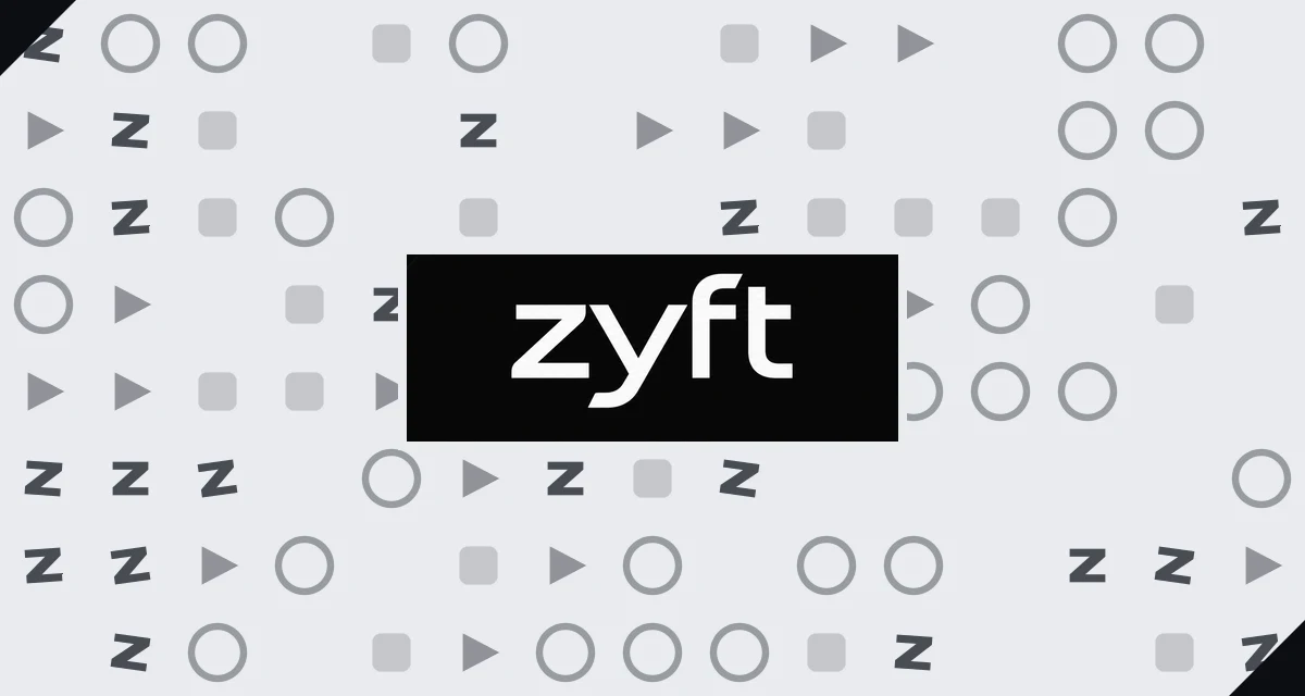Zyft poster: a wall of game symbols with the word mark in the middle